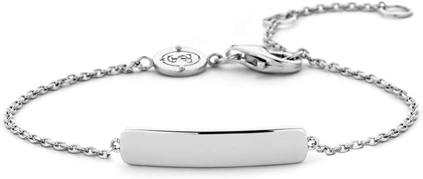 Foto de Pulsera de plata con baño de rodio con placa rectangular