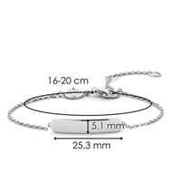 Foto de Pulsera de plata con baño de rodio con placa rectangular