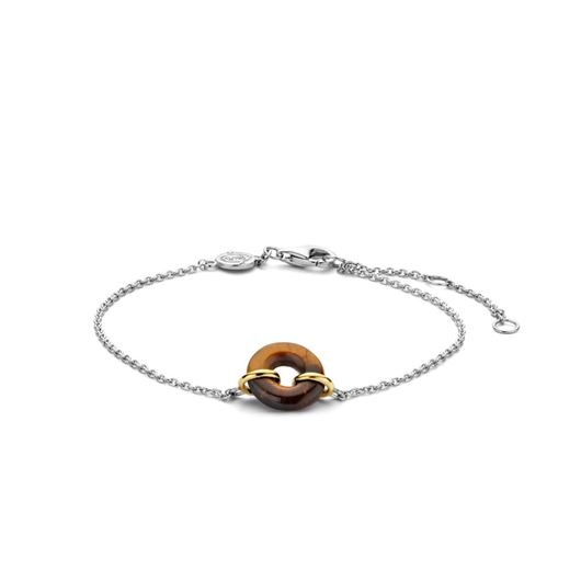 Foto de Pulsera de plata con baño de rodio y ojo de tigre