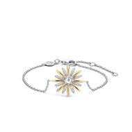 Picture of Pulsera de plata con baño de oro flor con circonitas
