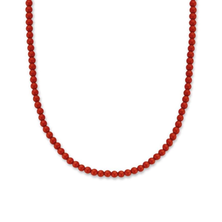 Foto de Collar de plata con cuentas color coral rojo