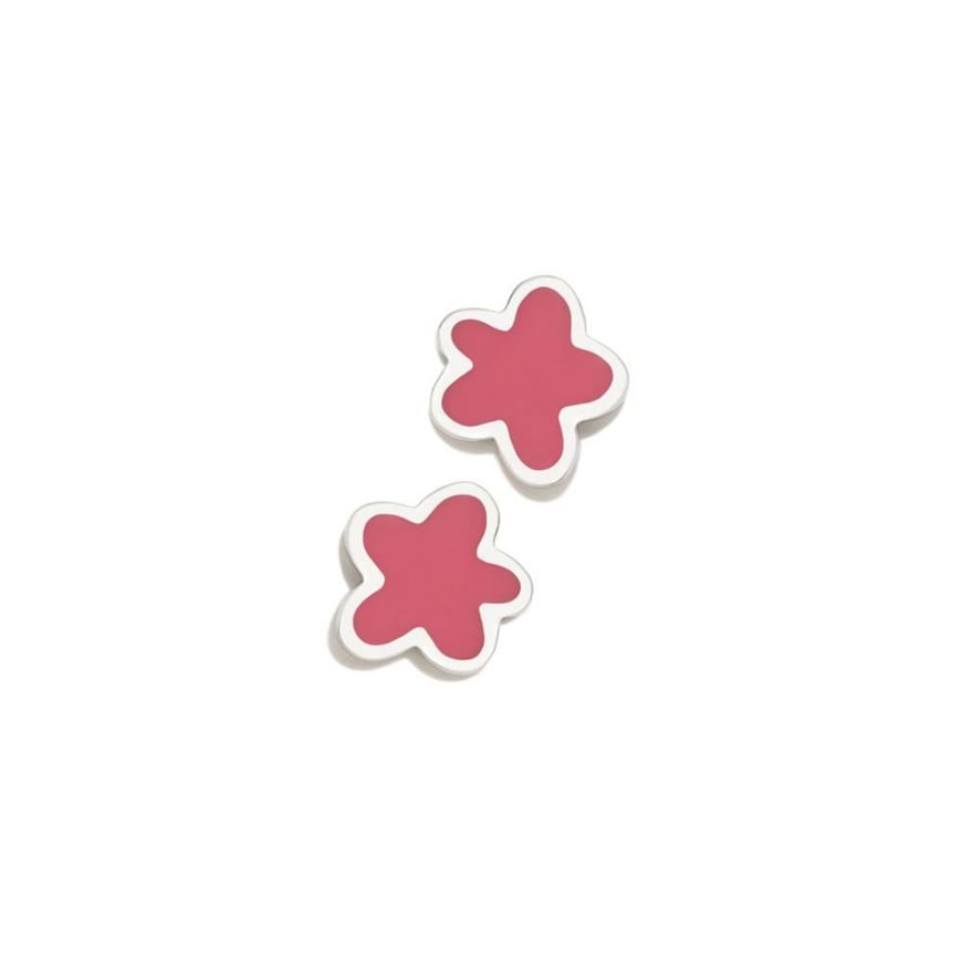 Foto de Pendientes flor esmalte coral