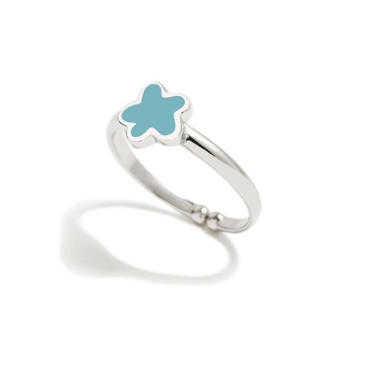 Foto de Anillo ajustable flor turquesa