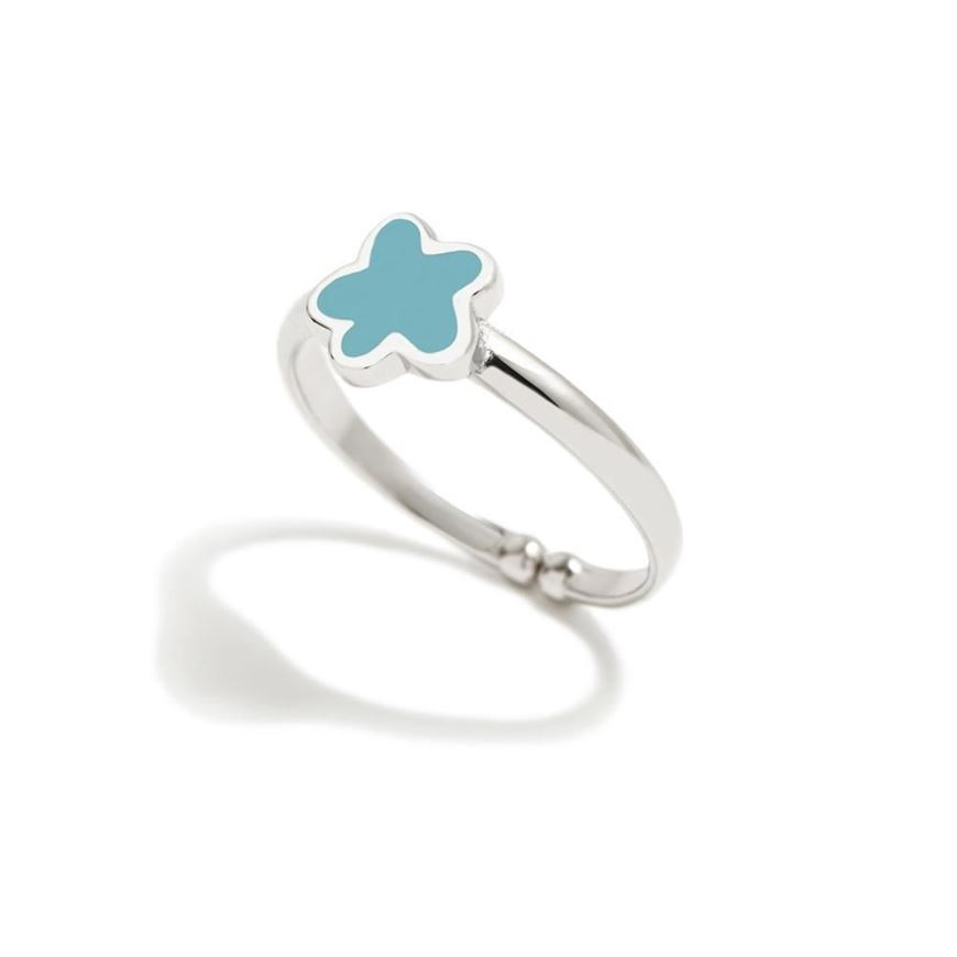 Picture of Anillo ajustable flor turquesa 