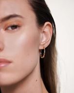 Foto de Pendientes Halo en plata baño oro y circonitas de color