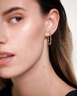 Foto de Pendientes Halo en plata baño oro y circonitas de color