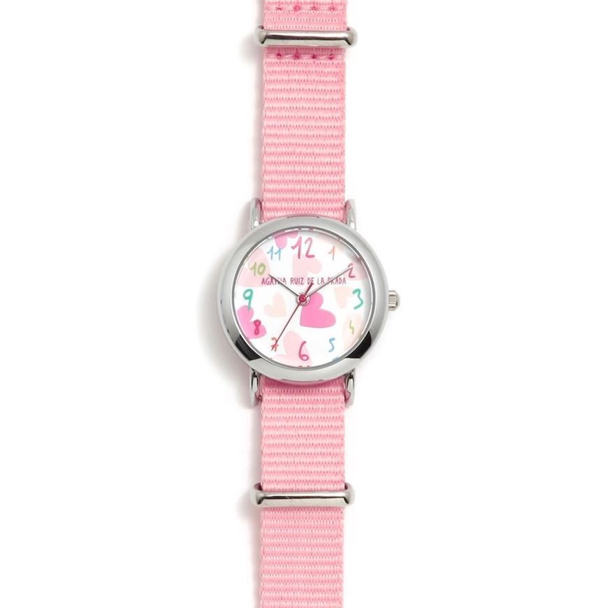 Foto de Reloj analógico corazones rosa
