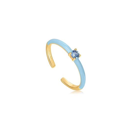Picture of Anillo ajustable azul emplovado en plata baño oro 