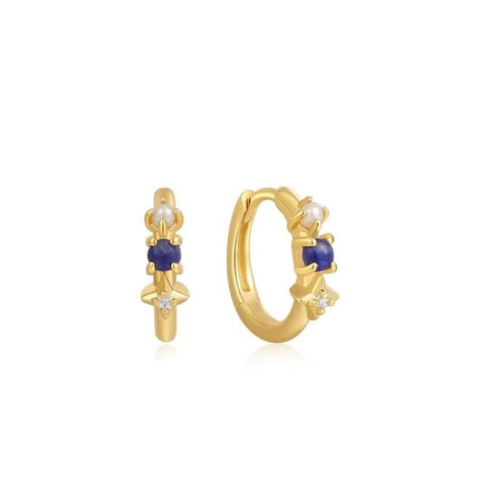 Picture of Pendientes aro estrella lapis en plata baño oro