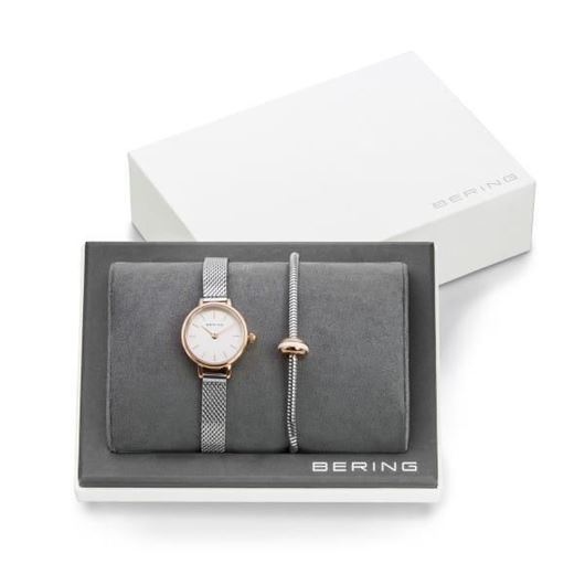 Foto de Set Reloj Bering clásico 22mm + pulsera acero y baño rose