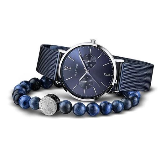 Foto de Set reloj clásico azul tornasolado 36mm y pulsera sodalitas
