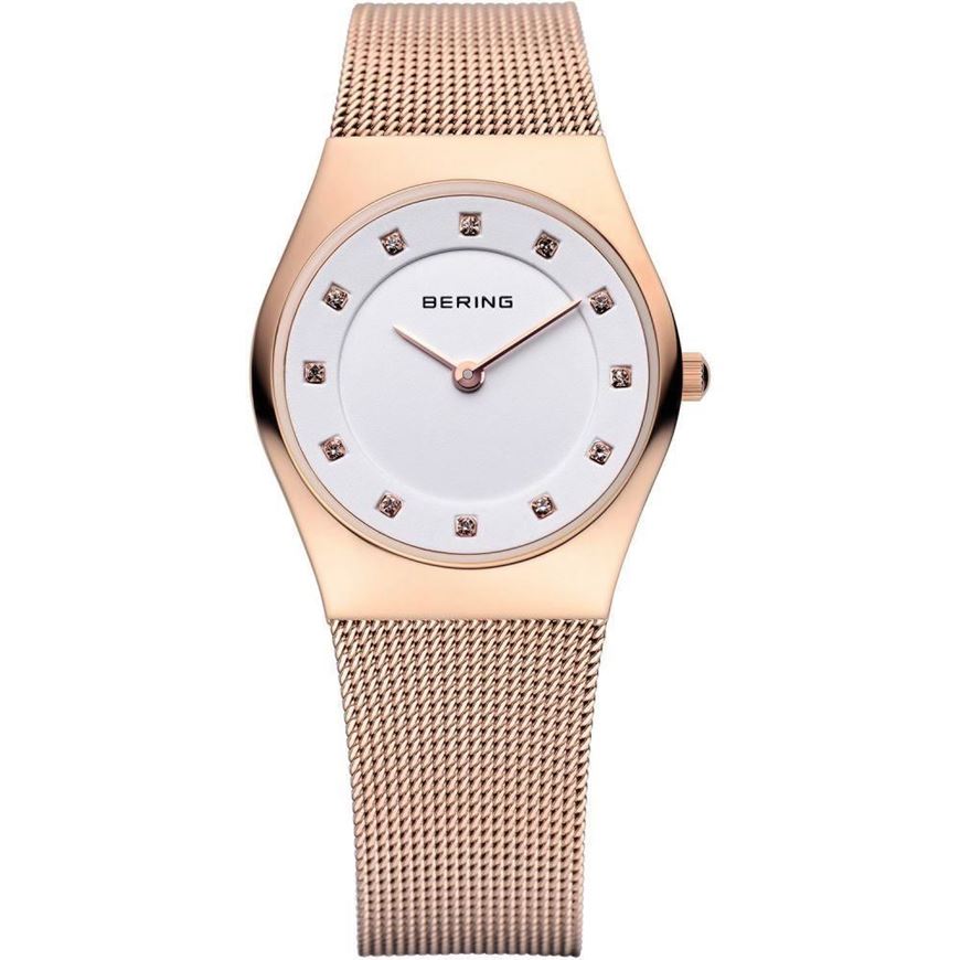 Foto de Reloj Classic esfera blanca y malla milanesa baño rose 27mm