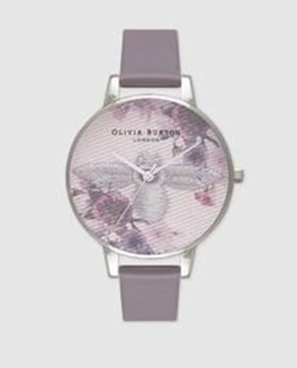 Foto de Reloj Embroidered Dial 3D Bee con correa de color gris Londres en plata