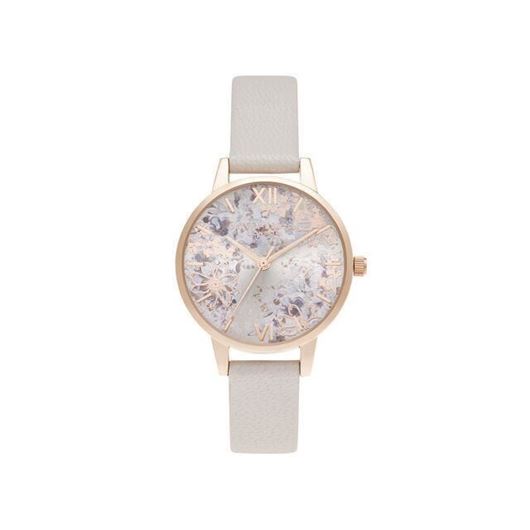 Picture of Reloj midi floral abstracto en rosa perla y oro rosa