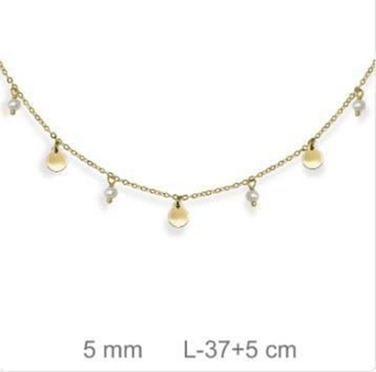 Foto de Collar dorado con medallitas y perlas