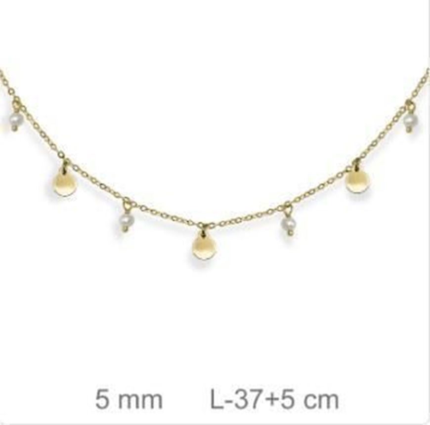 Picture of Collar dorado con medallitas y perlas