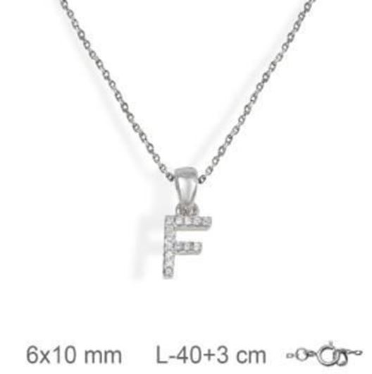 Picture of Collar de plata letra F con circonitas blancas