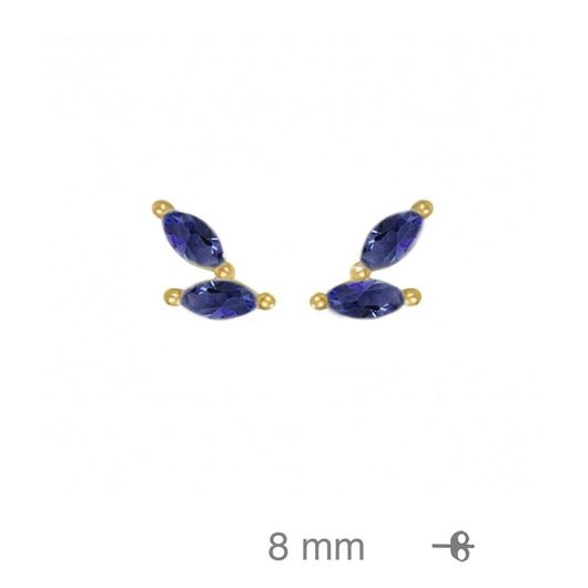 Foto de Pendientes dorados con circonitas marquesitas azules