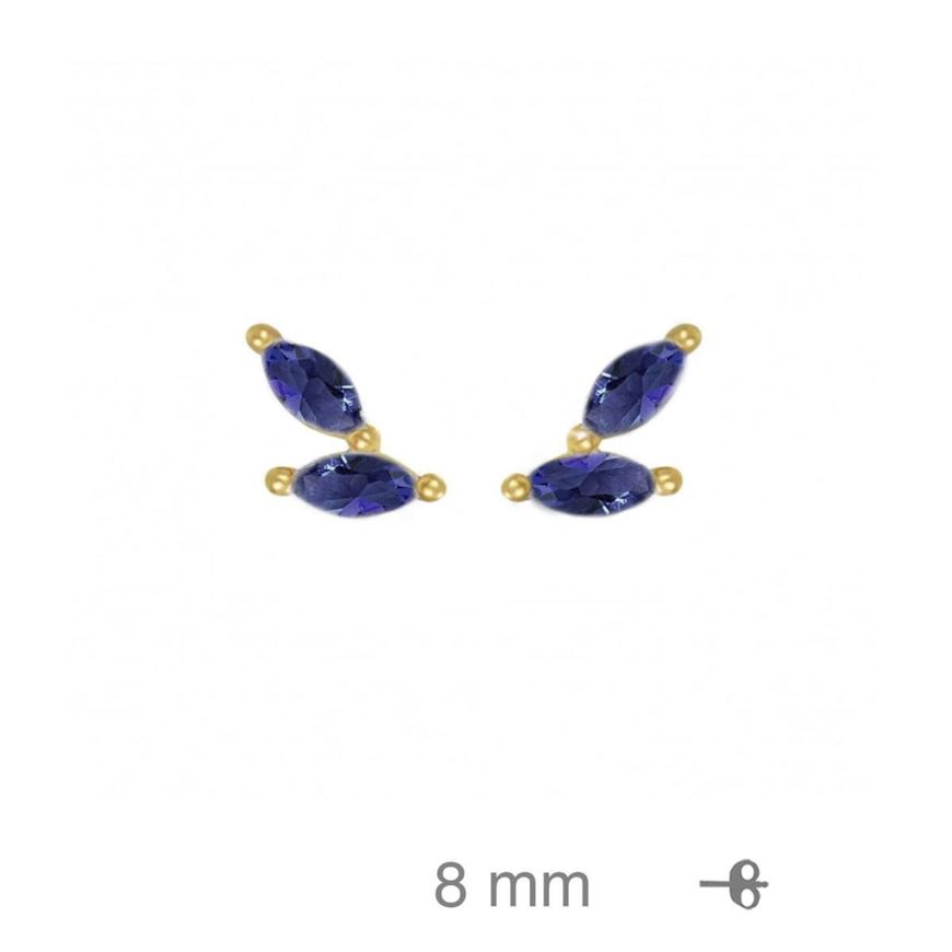 Foto de Pendientes dorados con circonitas marquesitas azules