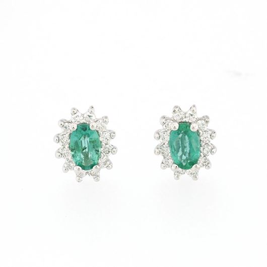 Foto de Pendientes de oro blanco y esmeraldas 0,58ct y brillantes 0,24ct + 0,24ct