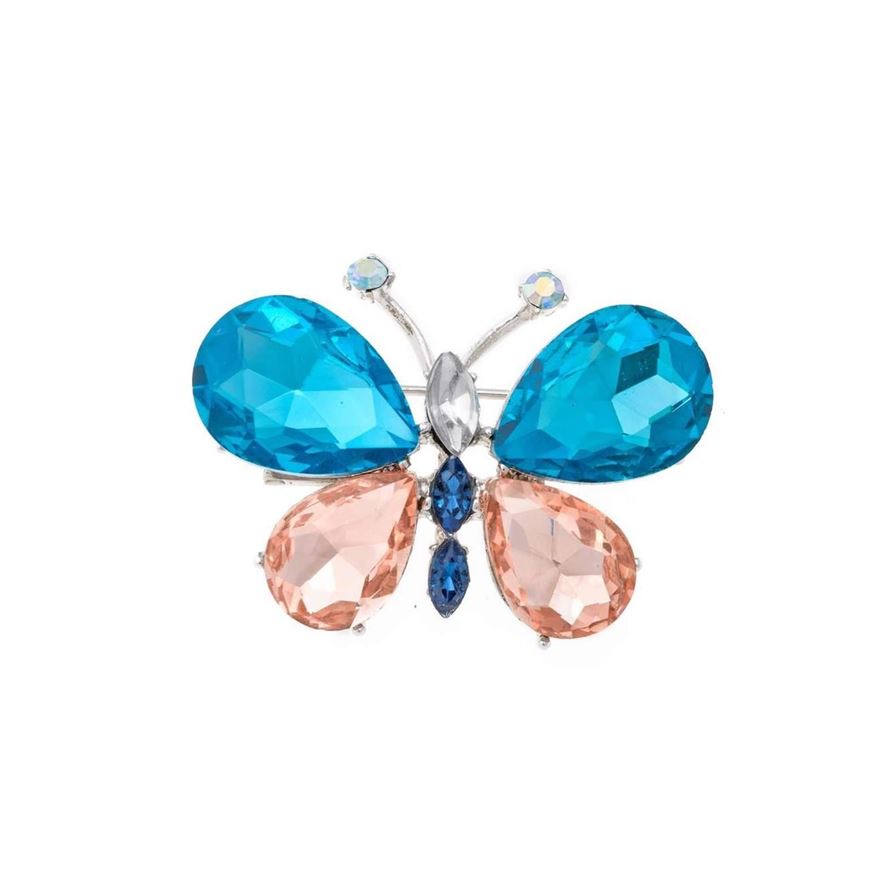 Picture of Broche mariposa azul y champagne