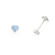 Foto de Pendientes de bebé corazón de esmalte azul