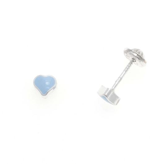 Foto de Pendientes de bebé corazón de esmalte azul