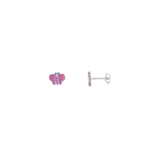 Picture of Pendientes de niña mariposas de esmalte rosa y lila