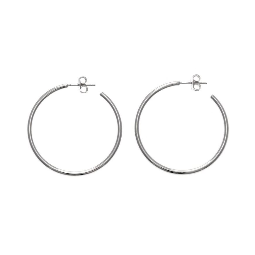 Picture of Pendientes aro de plata baño rodio 30mm