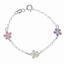 Picture of Pulsera de niña en plata con flores de esmalte multicolor