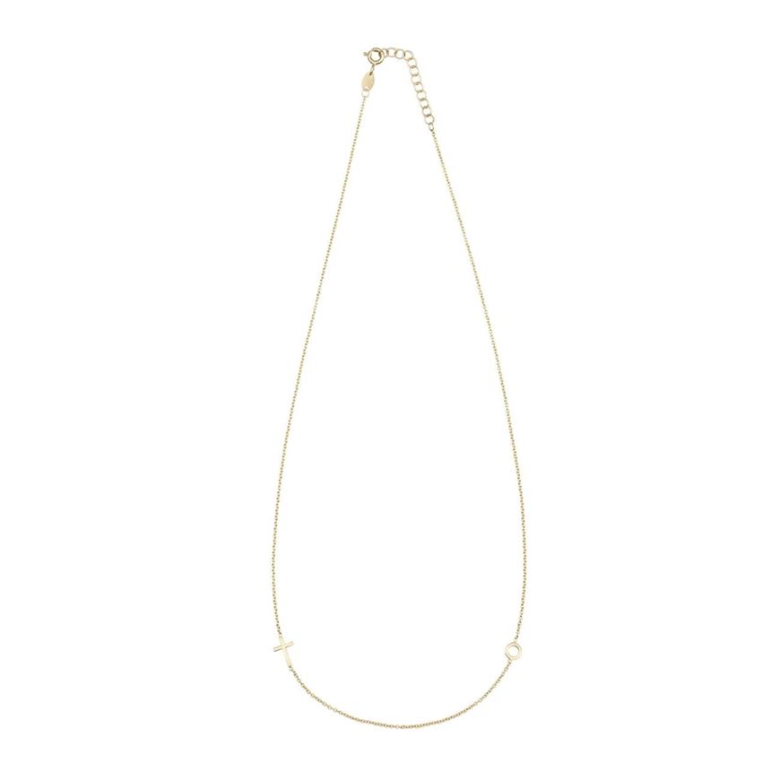 Foto de Gargantilla cruz ladeada y círculo en oro amarillo de 18kt