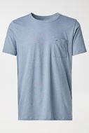 Foto de Camiseta manga corta azul medio de algodón y lino con bolsillo