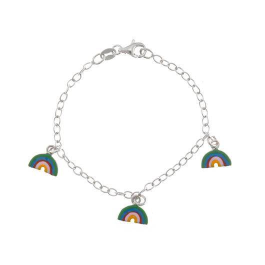 Foto de Pulsera plata baño rodio con arco iris multicolor