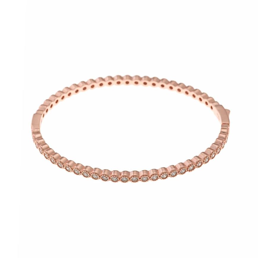 Foto de Pulsera caña de plata baño rosa con circonitas