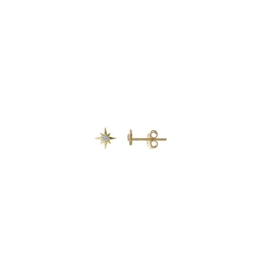 Foto de Pendientes de plata baño oro estrella polar con circonita