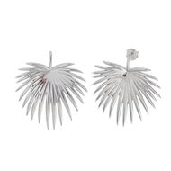 Picture of Pendientes plata baño rodio hoja excelsa