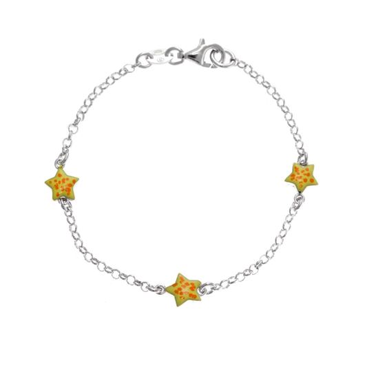Picture of Pulsera de niña de plata baño rodio con estrellas esmaltadas