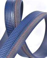 Picture of Cinturón de piel de vacuno azul texturizado con pespunte de color