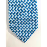 Foto de Corbata seda y algodón pata de gallo azul y blanco