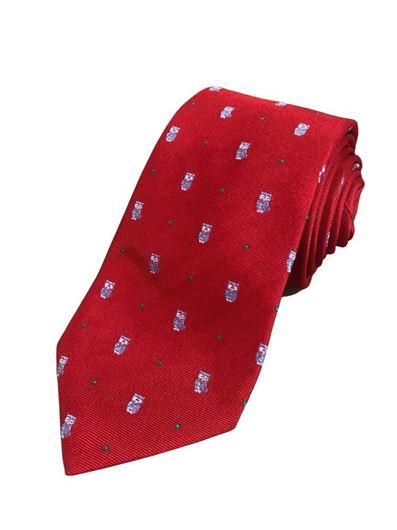 Foto de Corbata seda roja estampado buhos