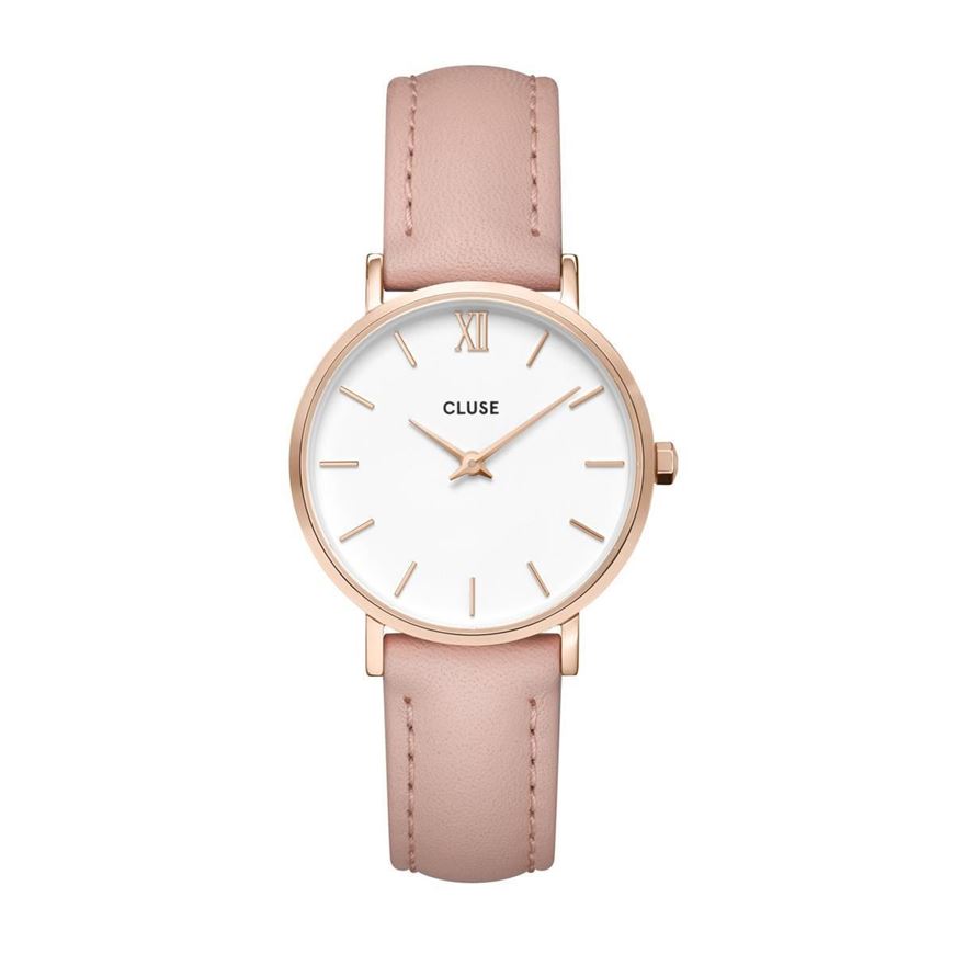 Foto de Reloj de mujer Minuit Leather en rosado y correa de cuero rosa 
