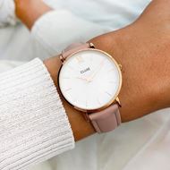 Foto de Reloj de mujer Minuit Leather en rosado y correa de cuero rosa 