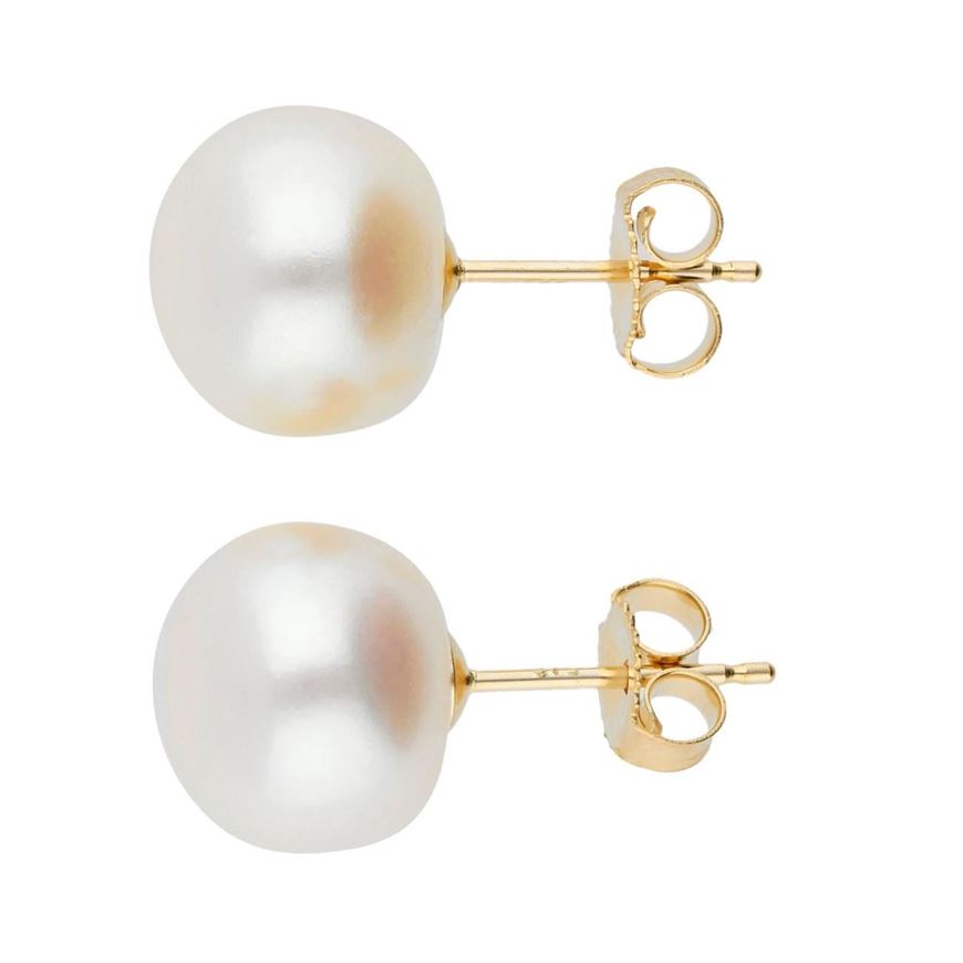Foto de Pendientes oro amarillo 18kt y perlas chatas cultivadas agua dulce 10mm