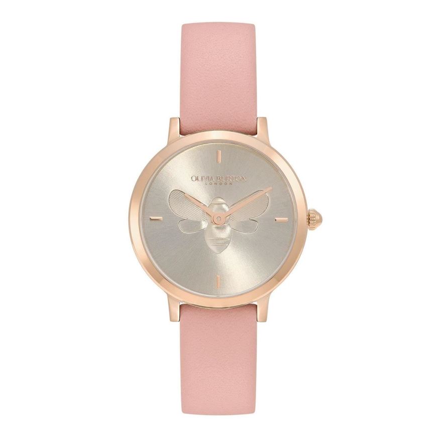 Picture of Reloj Signature Abeja 28mm ultra slim correa piel rosa empolvado
