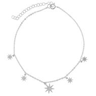 Picture of Tobillera de plata con estrellas de circonitas blancas