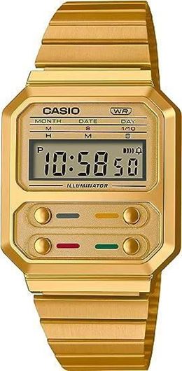 Foto de Reloj unisex Retro Vintage Casio acero inoxidable tono oro