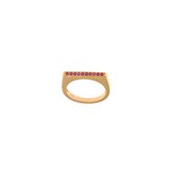 Foto de Anillo rectangular de plata baño oro amarillo satinado y circonitas rosas
