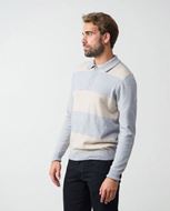 Foto de Jersey combinado rayas-liso de cuello camisero en lana cashmere