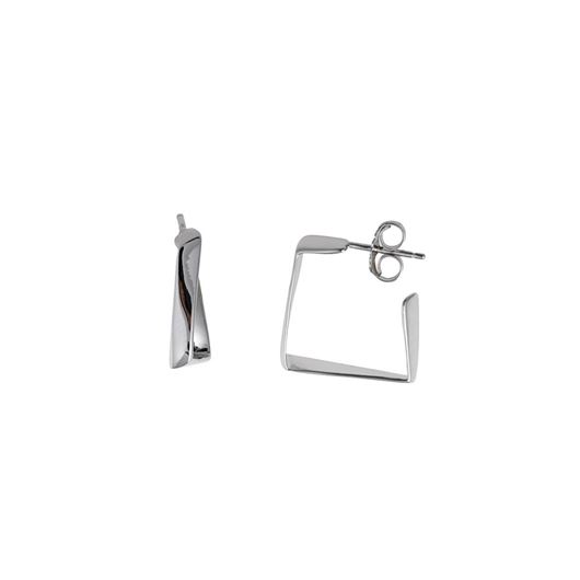 Picture of Pendientes de plata baño rodio cuadrado irregular liso