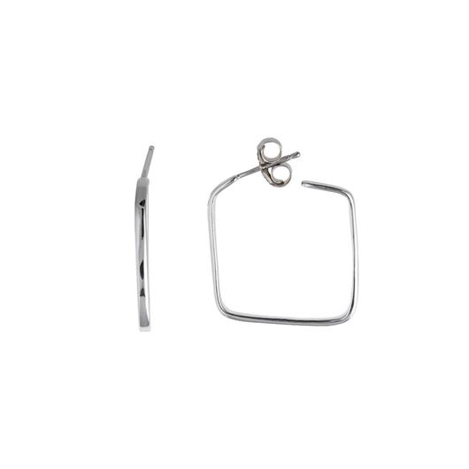 Picture of Pendientes de plata baño rodio cuadrado irregular liso